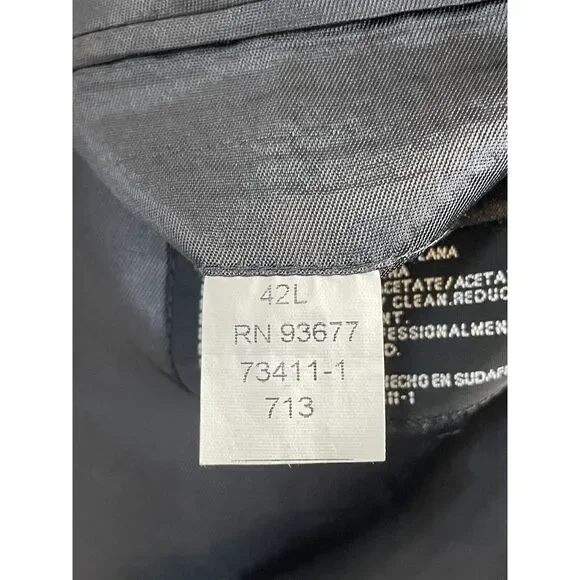 VTG Stafford 42L Wool Cashmere Herringbone Dark Gray Windowpane 3Btn Sport‎ Coat